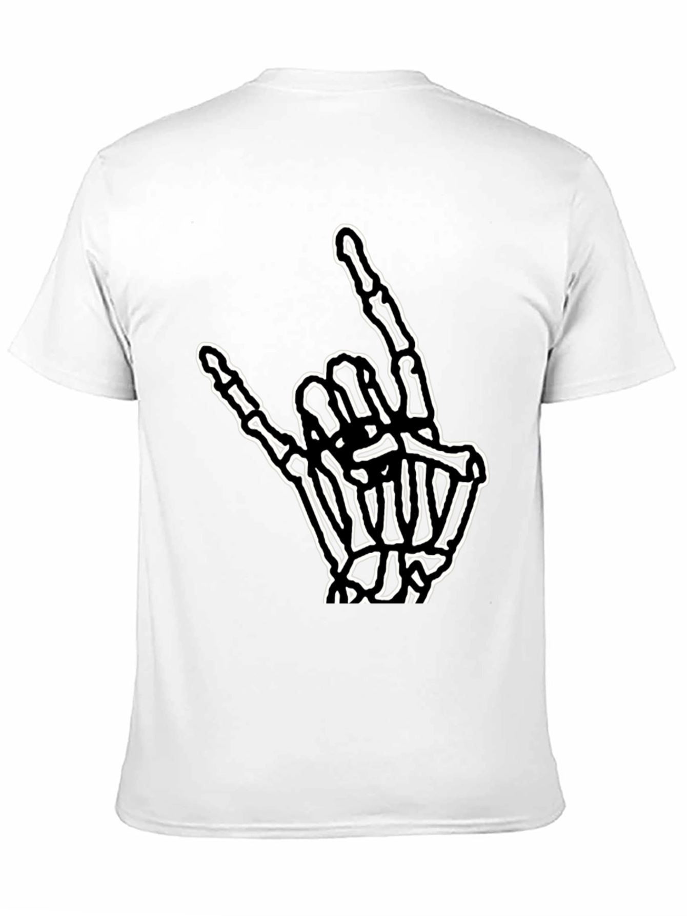 Rock On Skeleton Hand Graphic Tee - Black