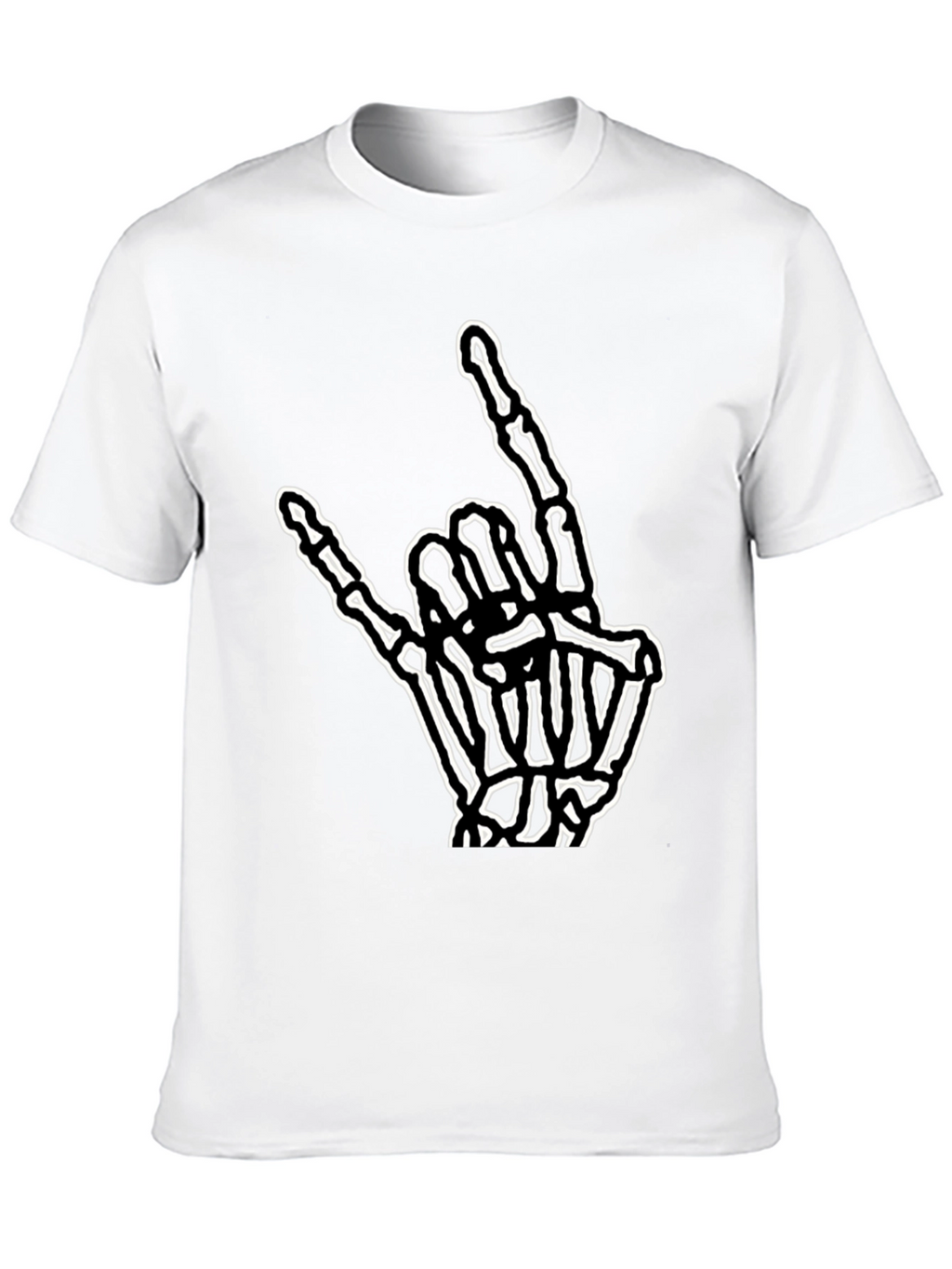 Rock On Skeleton Hand Graphic Tee - Black