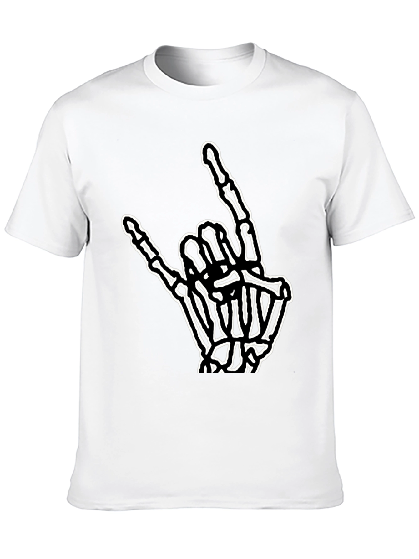 Rock On Skeleton Hand Graphic Tee - Black