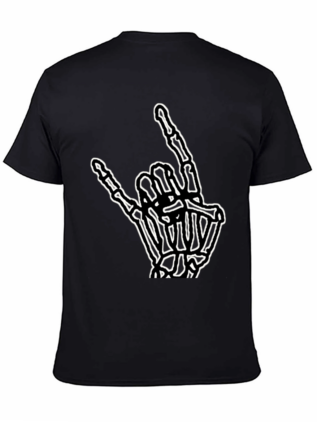 Rock On Skeleton Hand Graphic Tee - Black