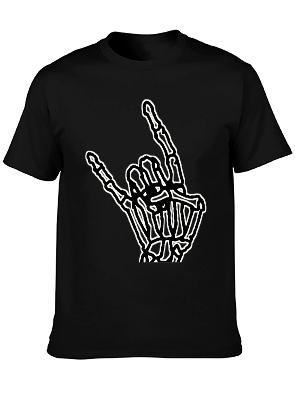 Rock On Skeleton Hand Graphic Tee - Black