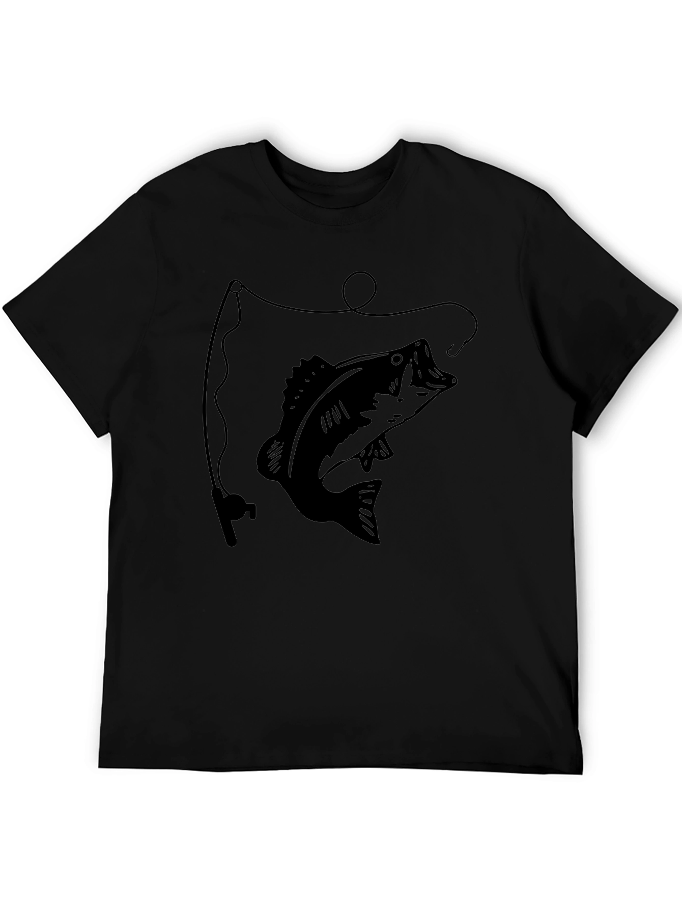 Bass Fishing Graphic Tee - Black Cotton T-Shirt