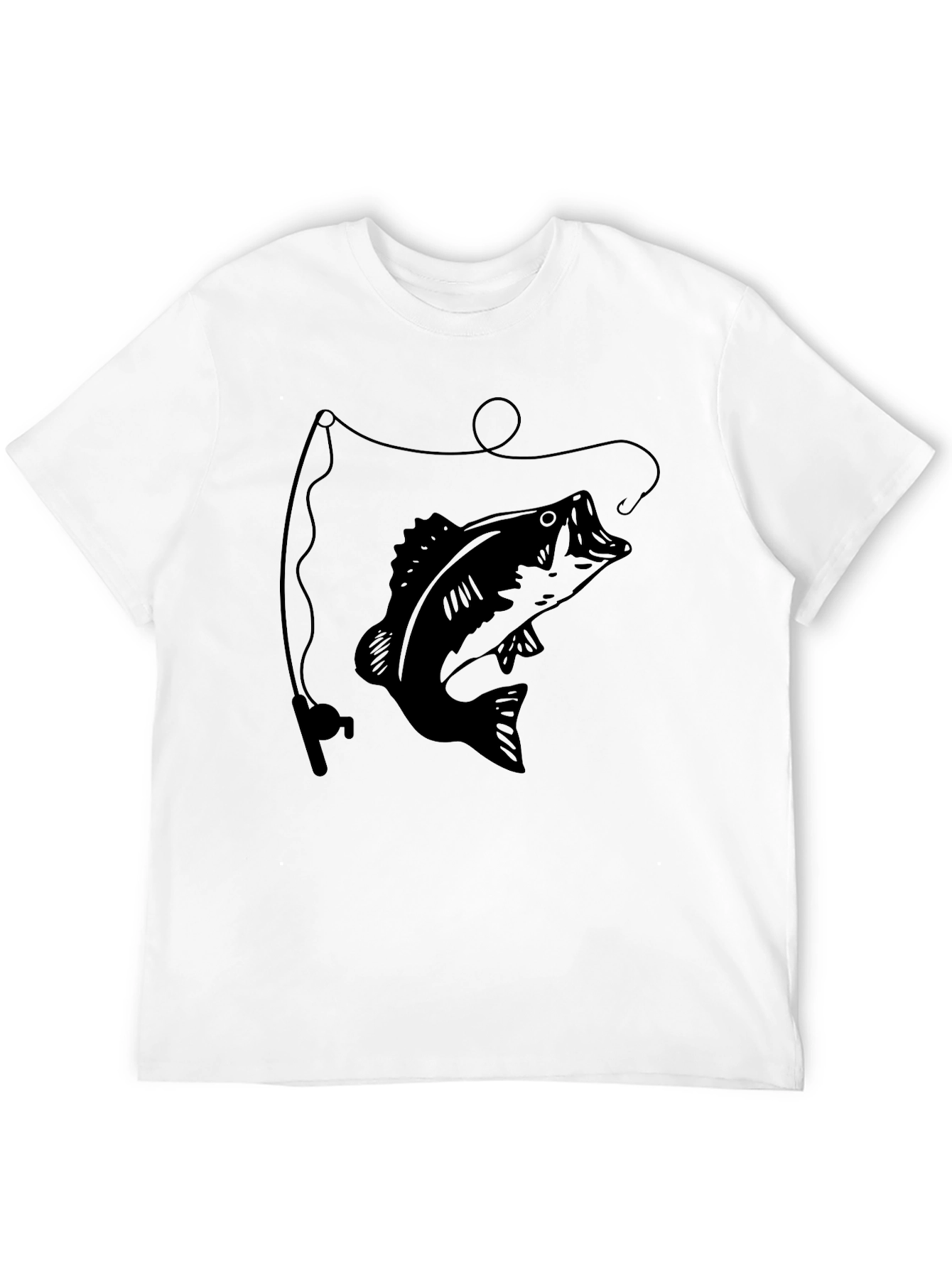 Bass Fishing Graphic Tee - Black Cotton T-Shirt