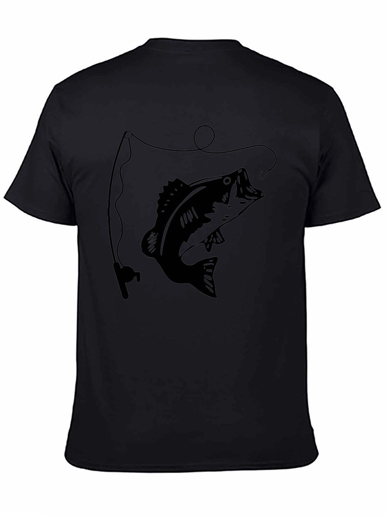 Bass Fishing Graphic Tee - Black Cotton T-Shirt