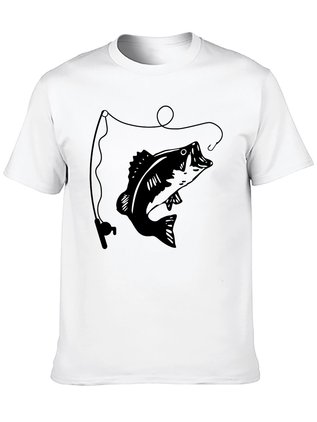 Bass Fishing Graphic Tee - Black Cotton T-Shirt