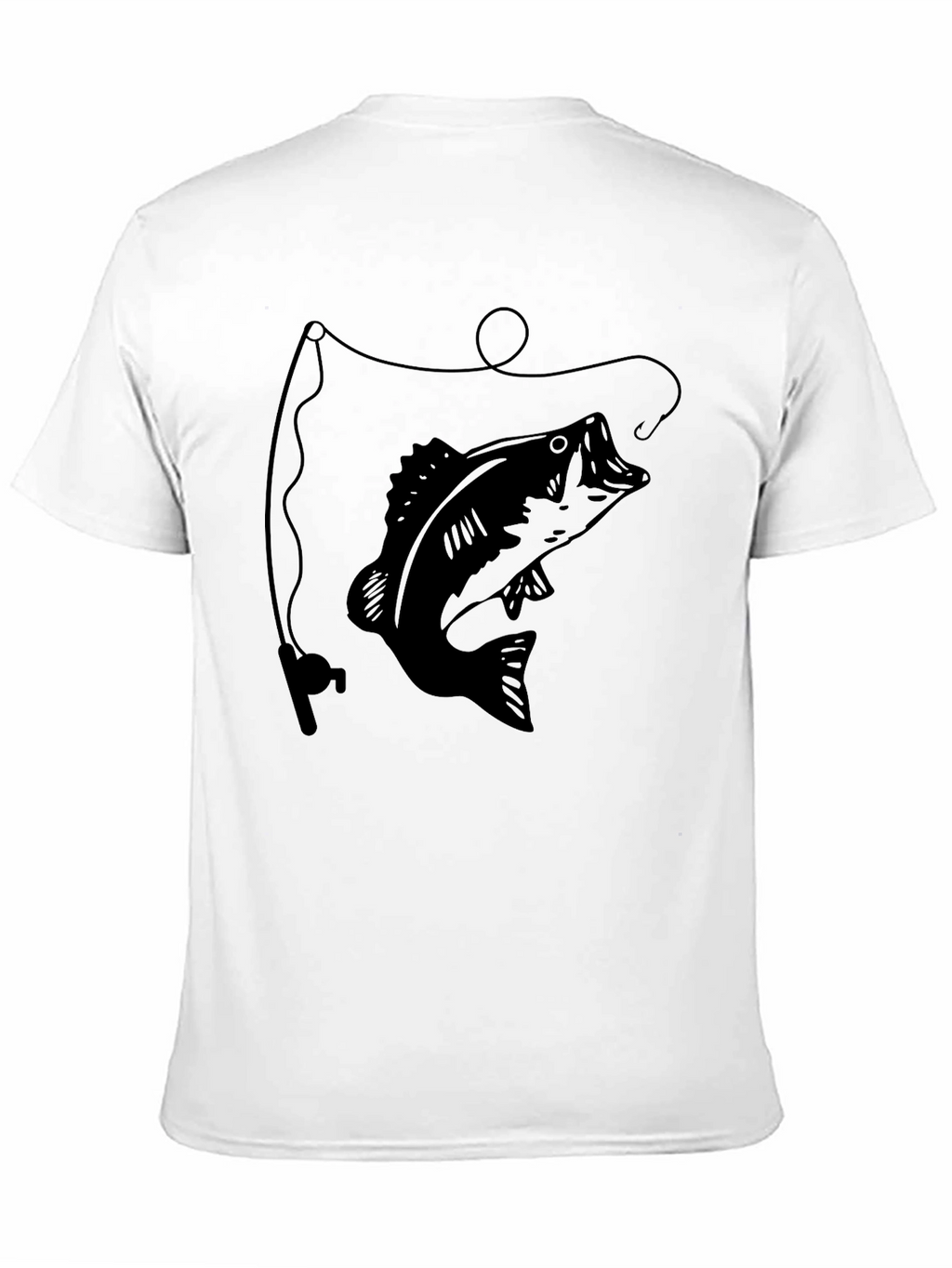 Bass Fishing Graphic Tee - Black Cotton T-Shirt