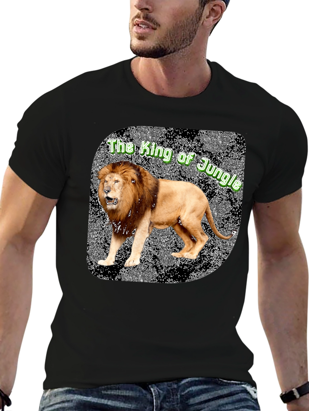Lion King of the Jungle Graphic Tee - Black