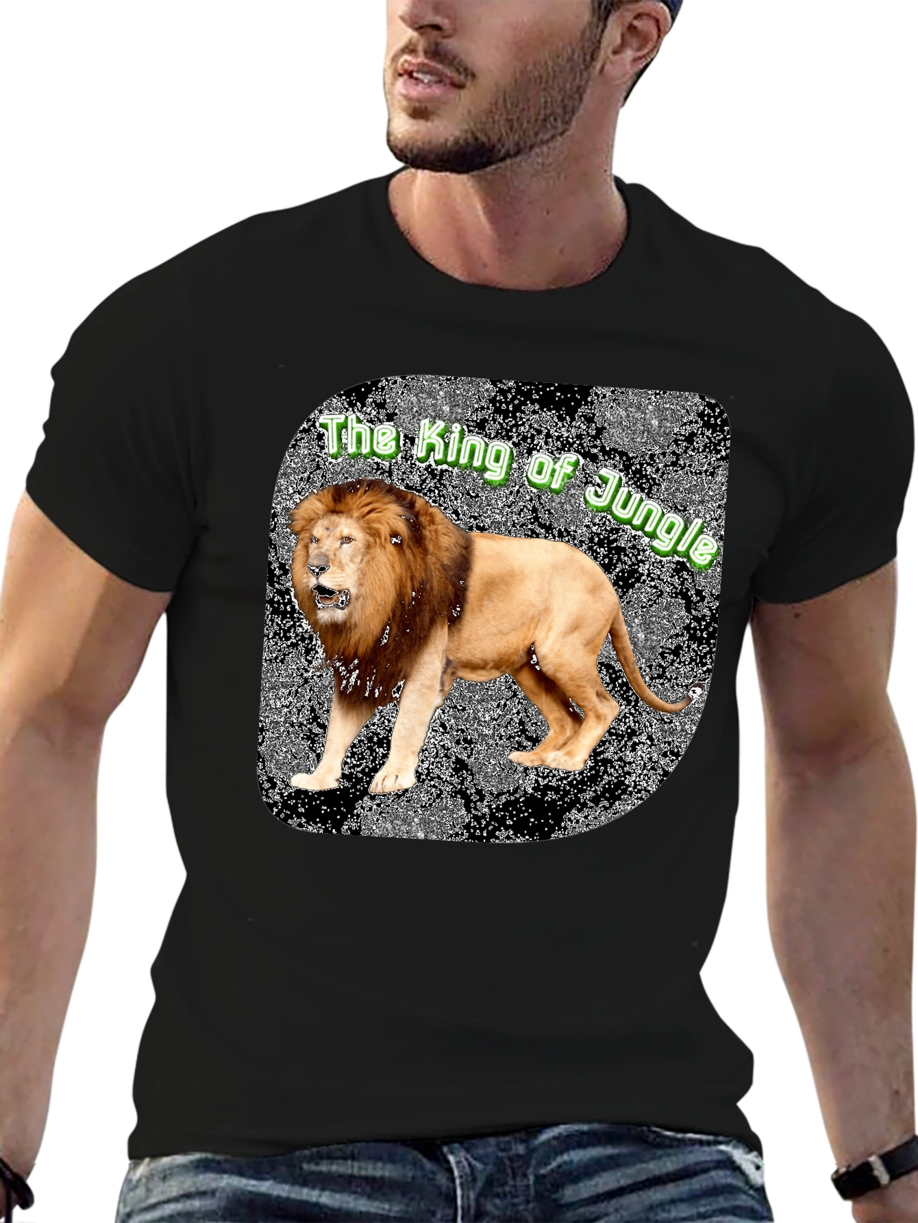 Lion King of the Jungle Graphic Tee - Black
