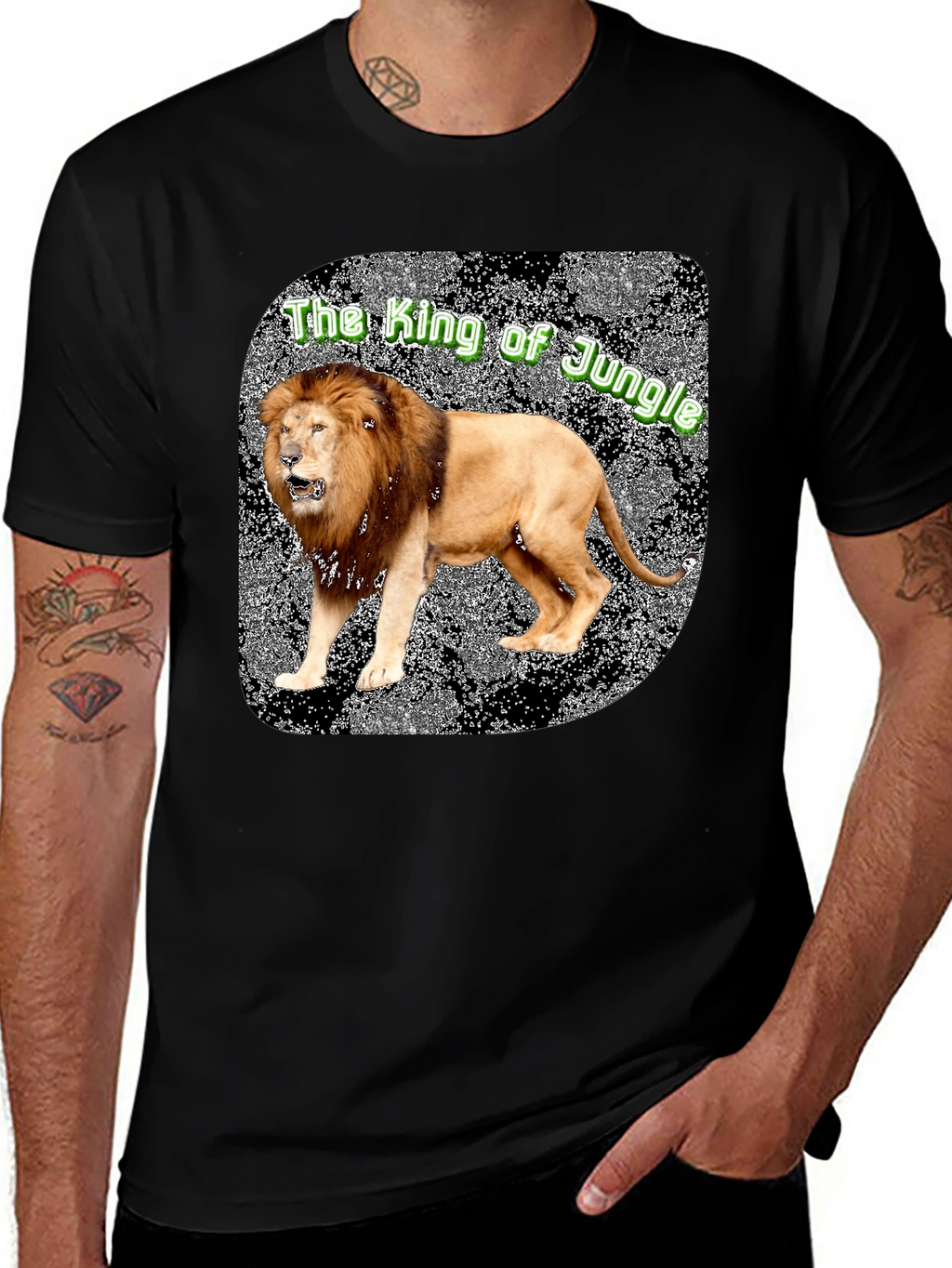 Lion King of the Jungle Graphic Tee - Black