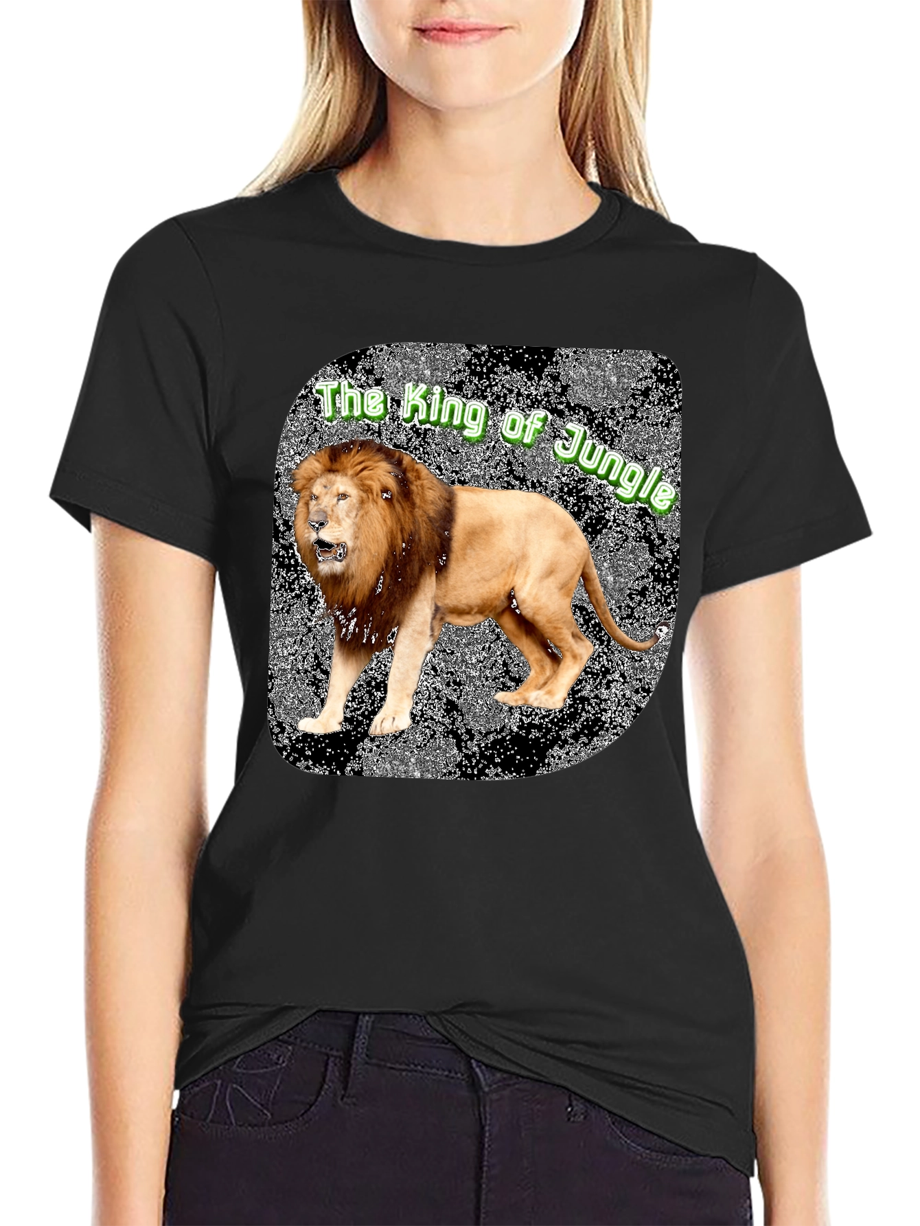 Lion King of the Jungle Graphic Tee - Black