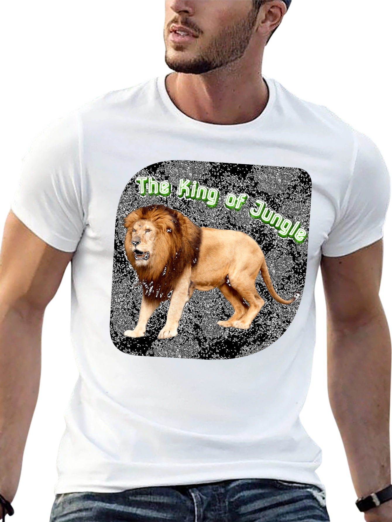 Lion King of the Jungle Graphic Tee - Black