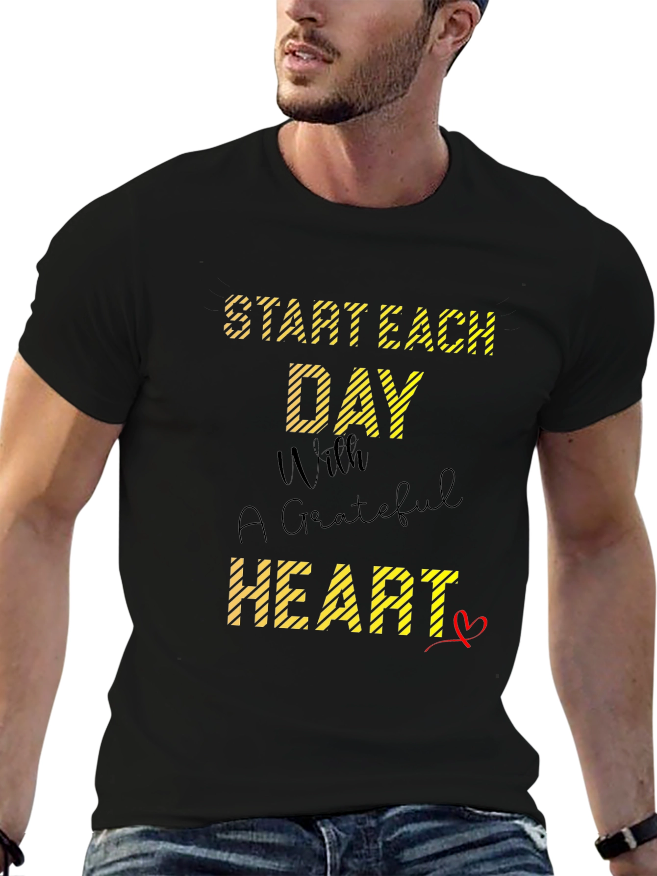 Grateful Heart Graphic Tee - Mens Black T-Shirt