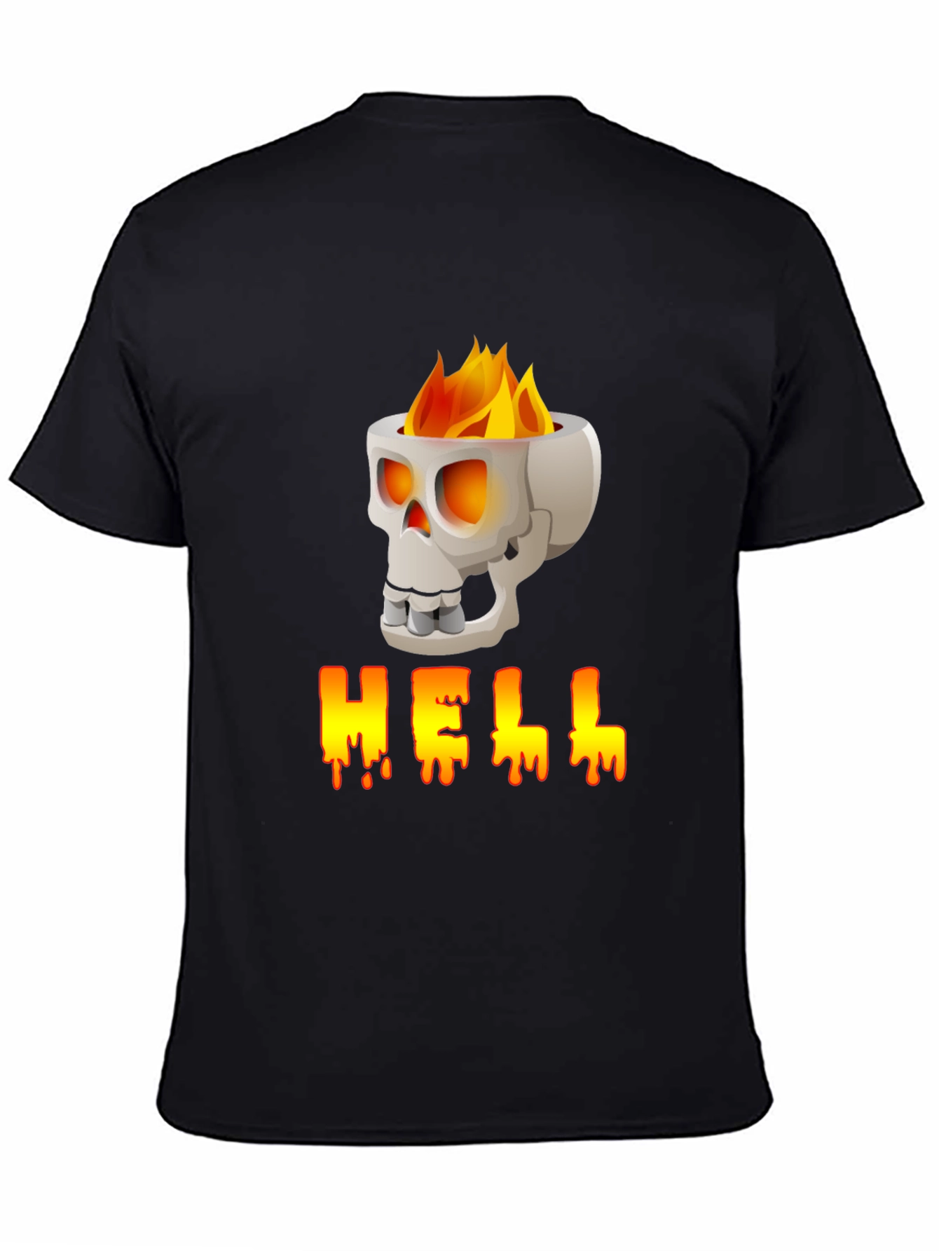 Skull HELL Graphic Print T-Shirt