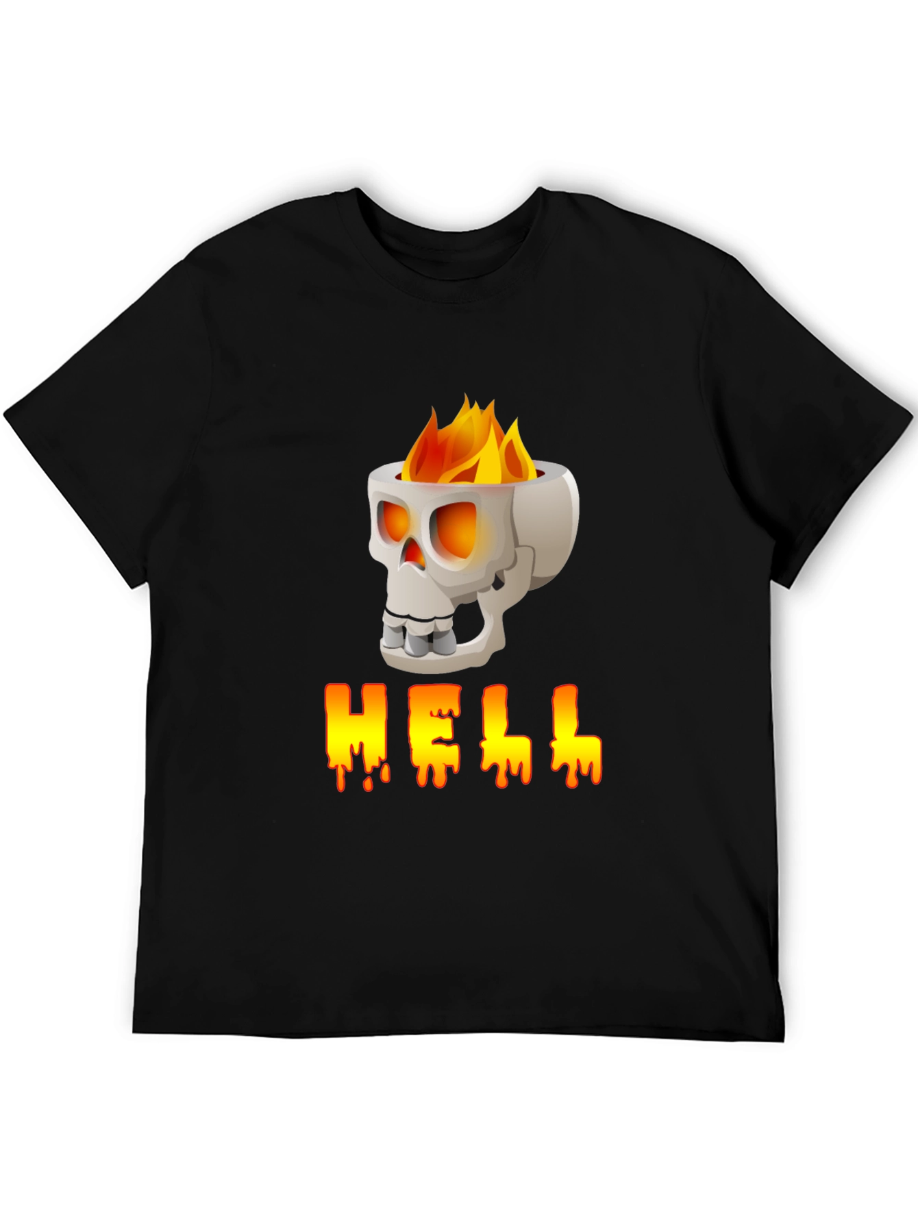 Skull HELL Graphic Print T-Shirt