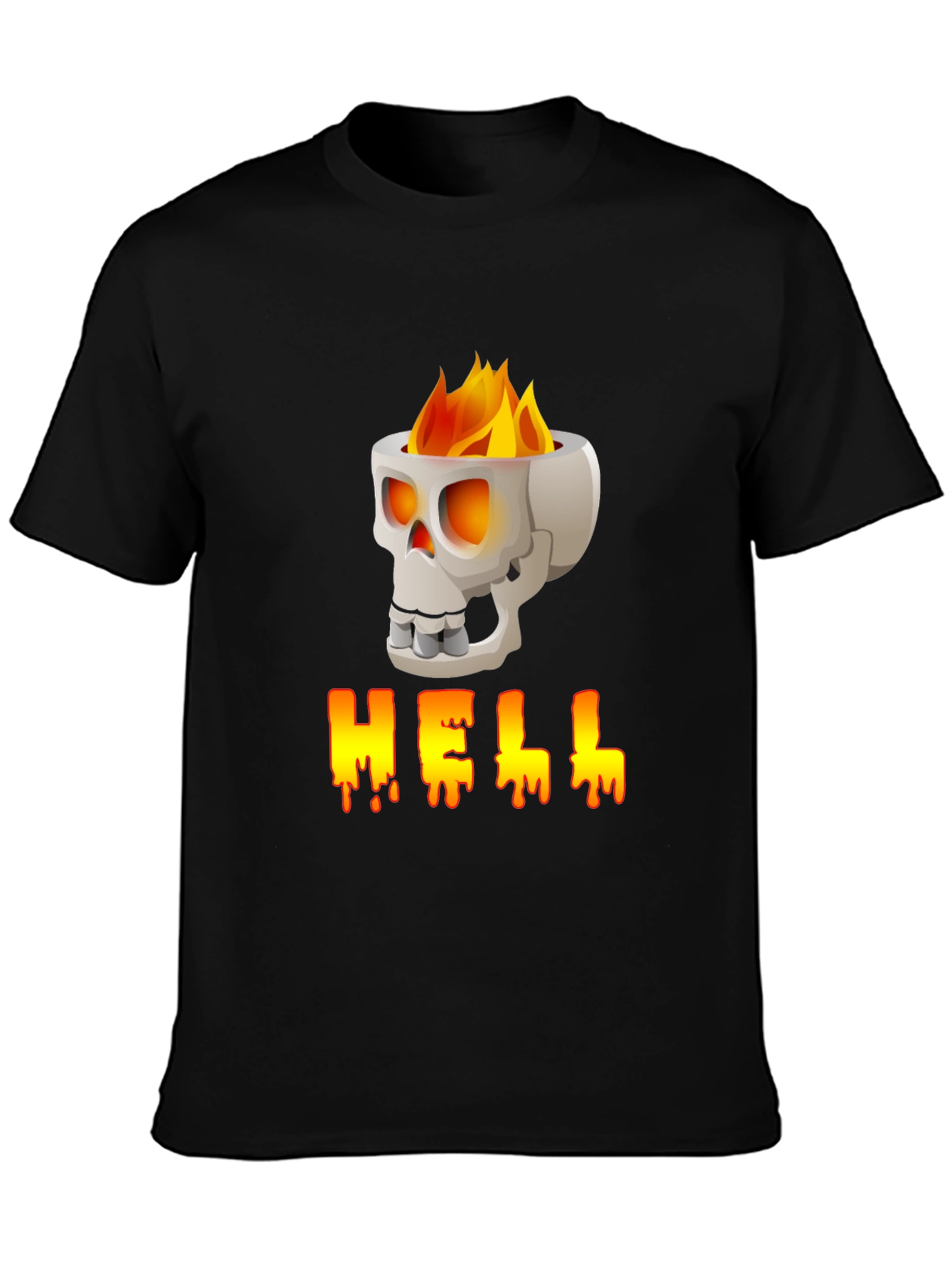 Skull HELL Graphic Print T-Shirt