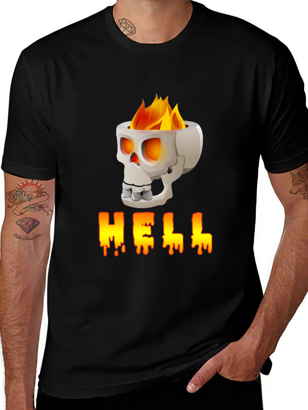 Skull HELL Graphic Print T-Shirt
