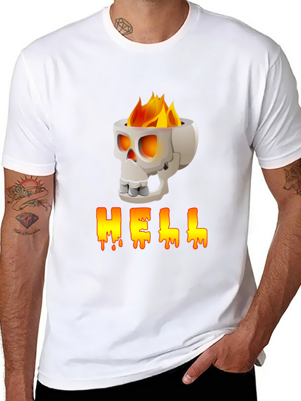 Skull HELL Graphic Print T-Shirt