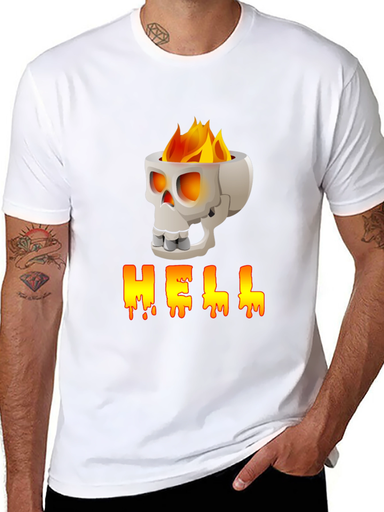 Skull HELL Graphic Print T-Shirt