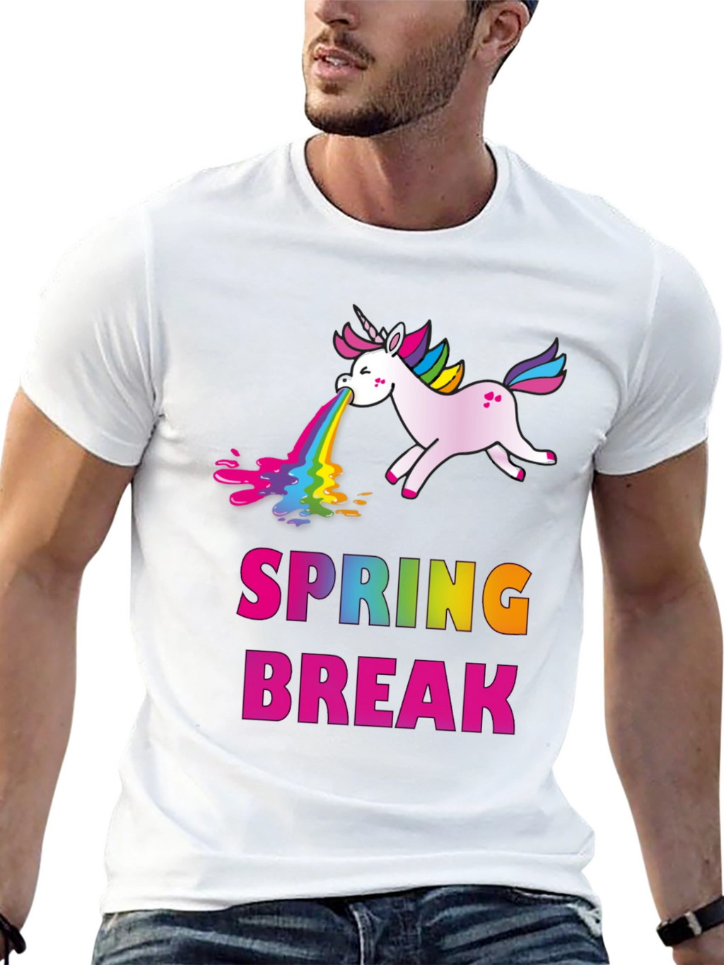 Spring Break Unicorn Puke Rainbow T-Shirt