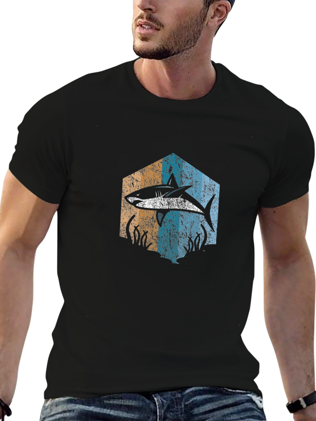 Retro Shark Graphic Tee - Ocean Lover Shirt