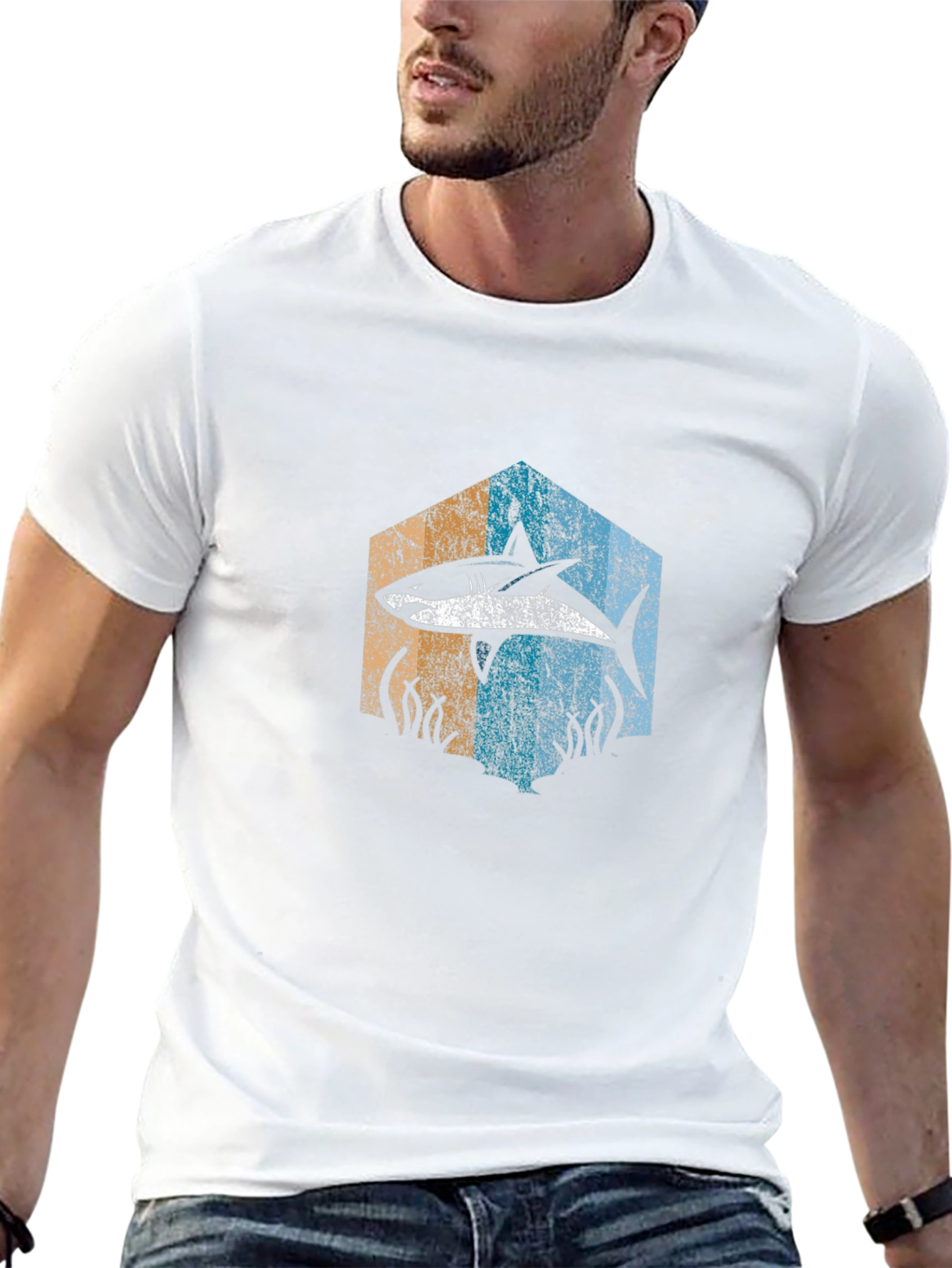 Retro Shark Graphic Tee - Ocean Lover Shirt