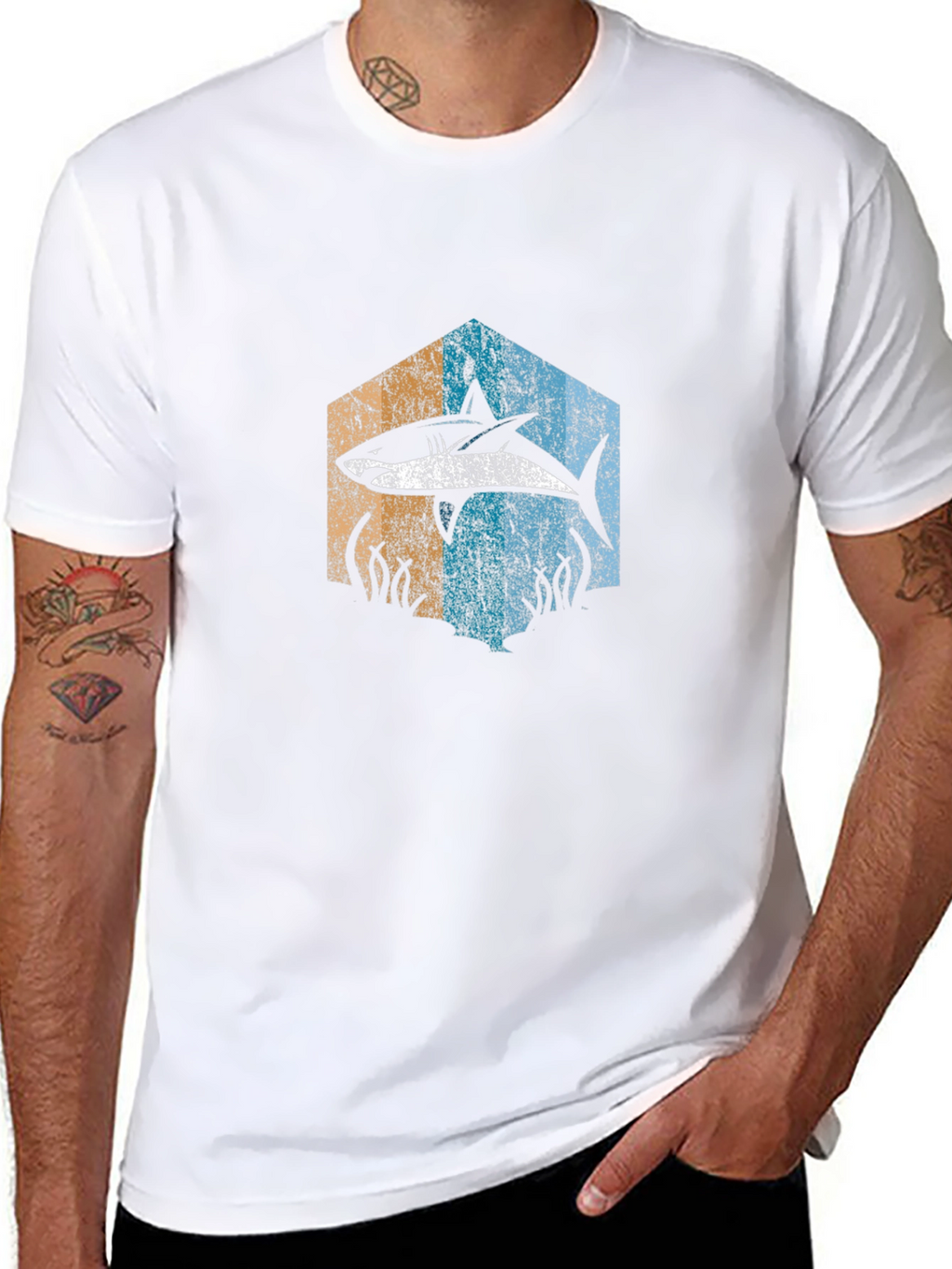 Retro Shark Graphic Tee - Ocean Lover Shirt