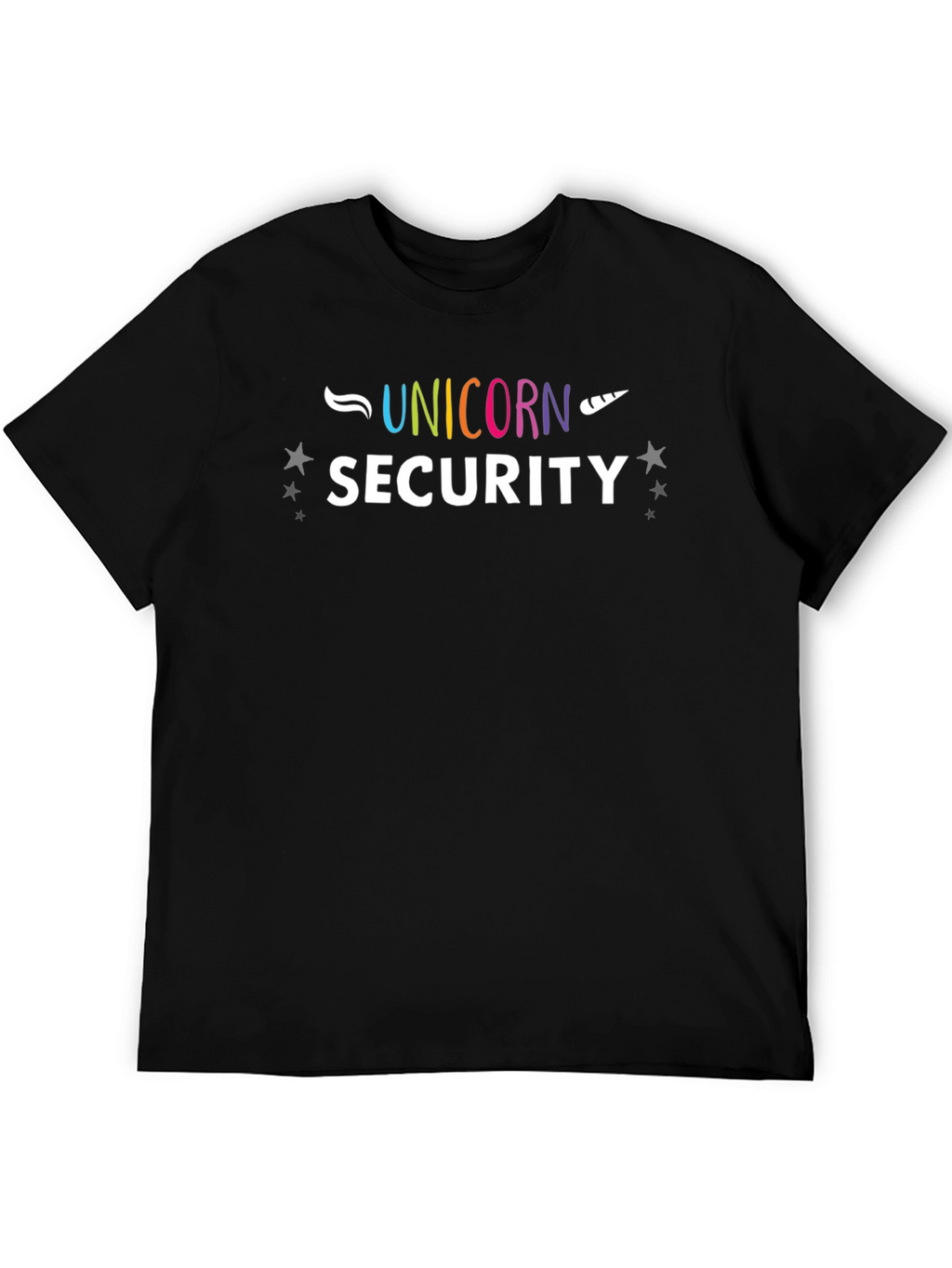 Unicorn Security Graphic Print Black T-Shirt