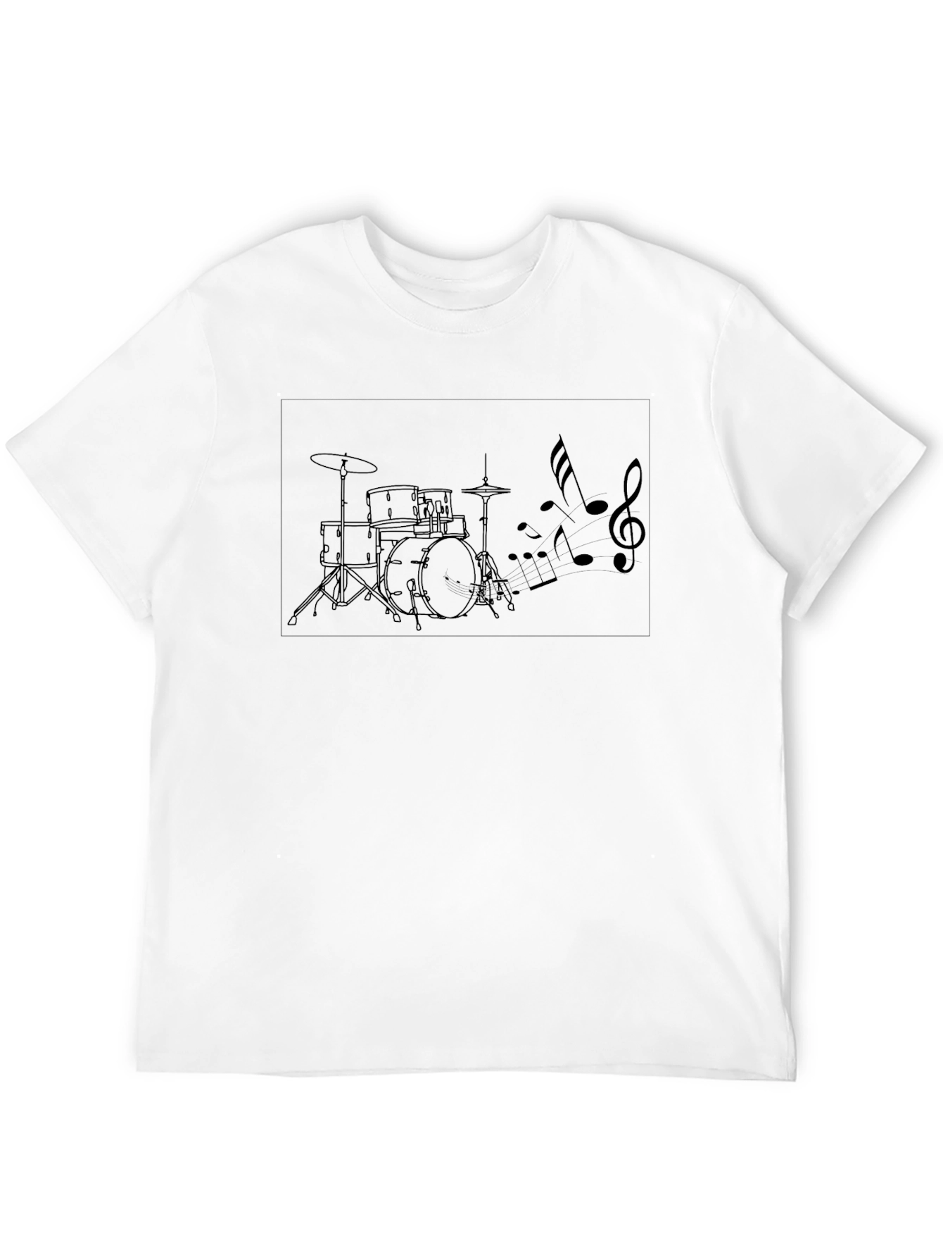 Drum Set Music Notes Black Graphic Tee
