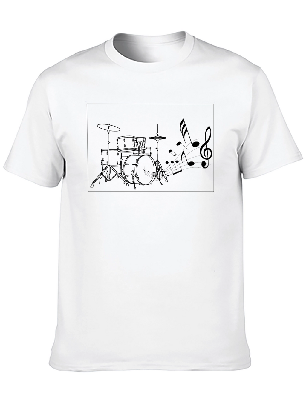 Drum Set Music Notes Black Graphic Tee