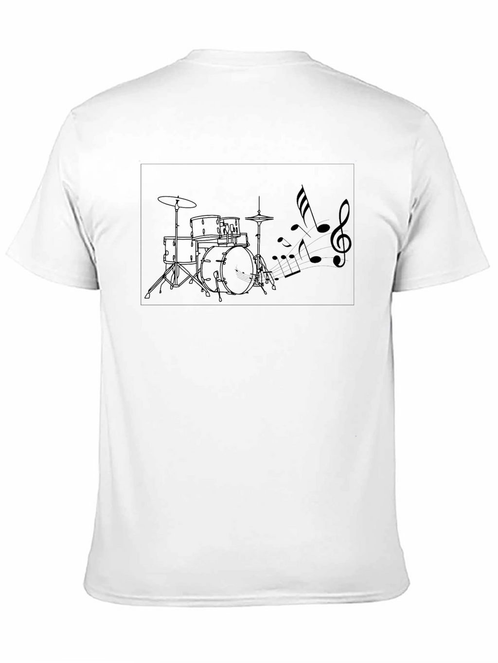 Drum Set Music Notes Black Graphic Tee