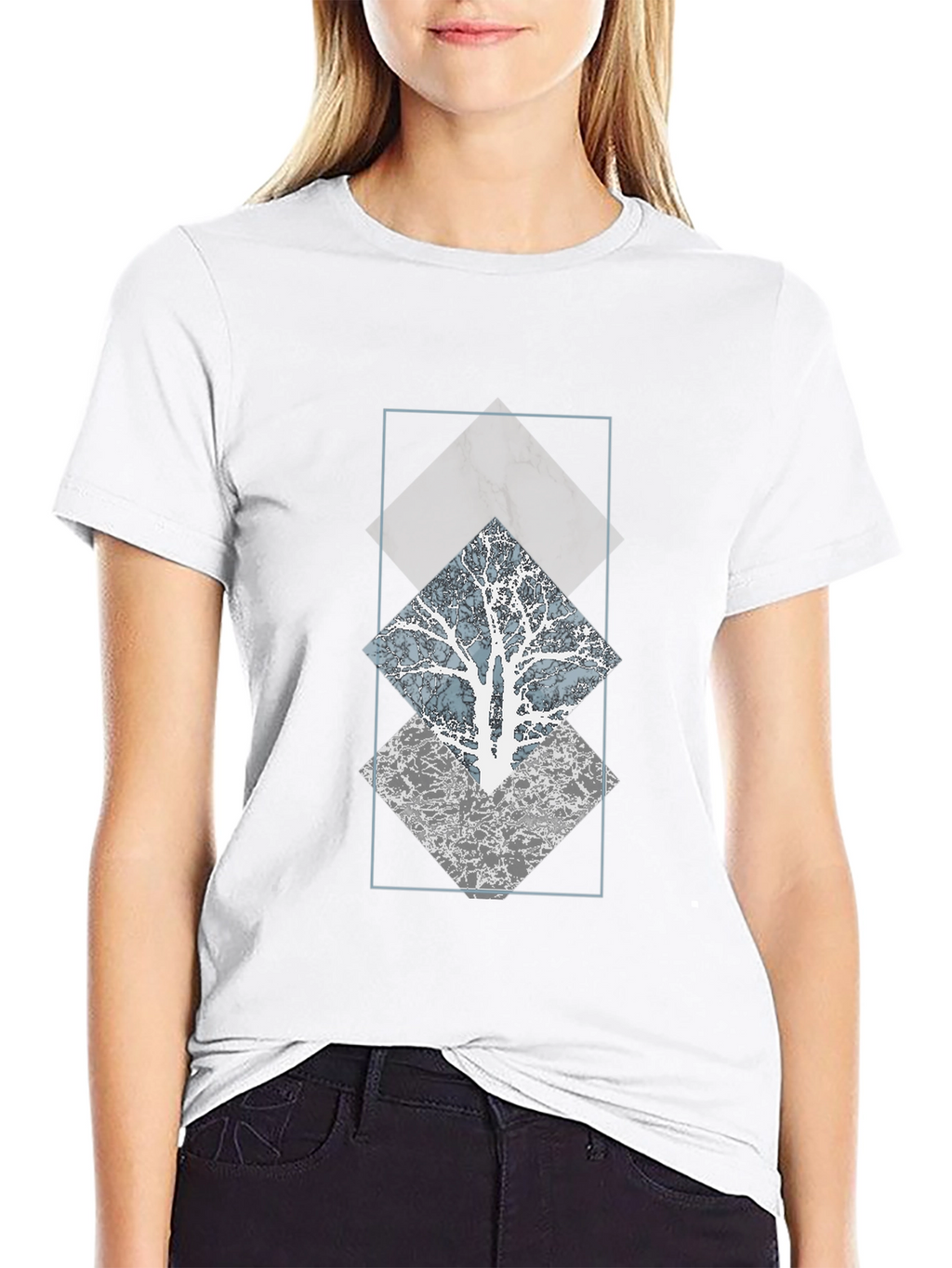 Geometric Tree Graphic Tee - Modern Style