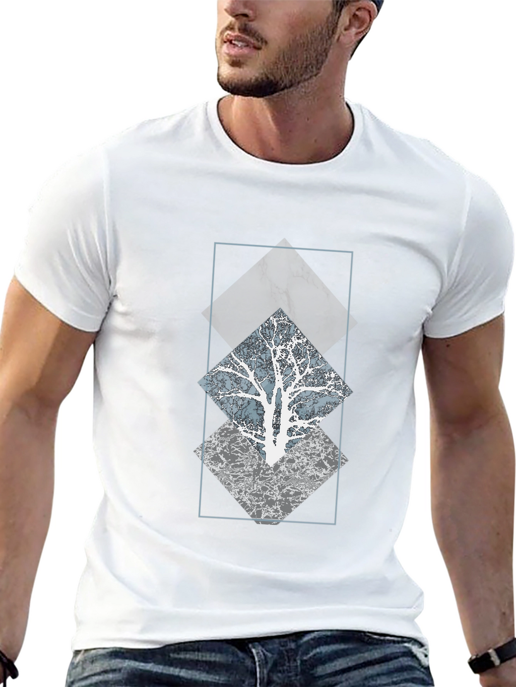 Geometric Tree Graphic Tee - Modern Style