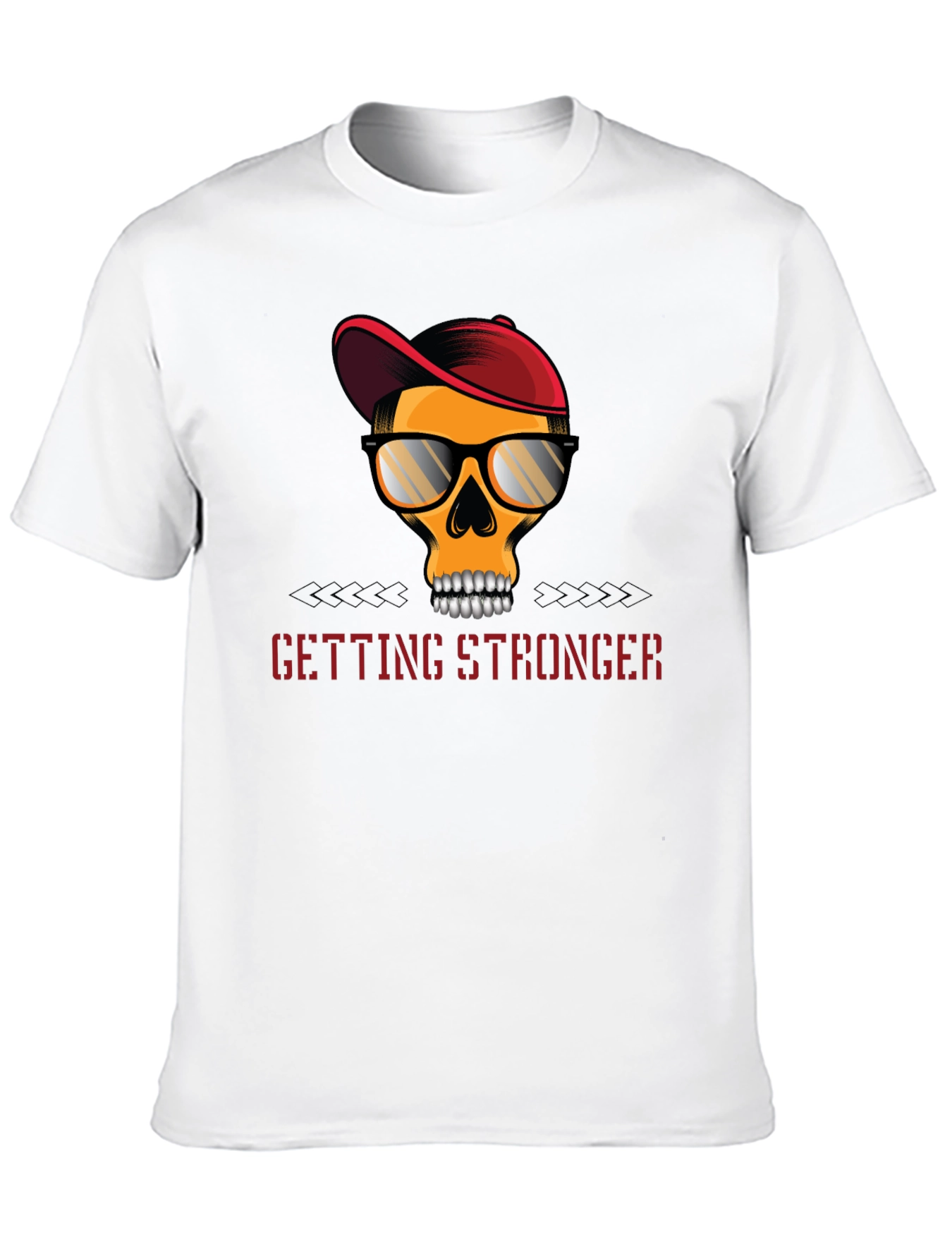 Edgy Skull Graphic T-Shirt - Getting Stronger
