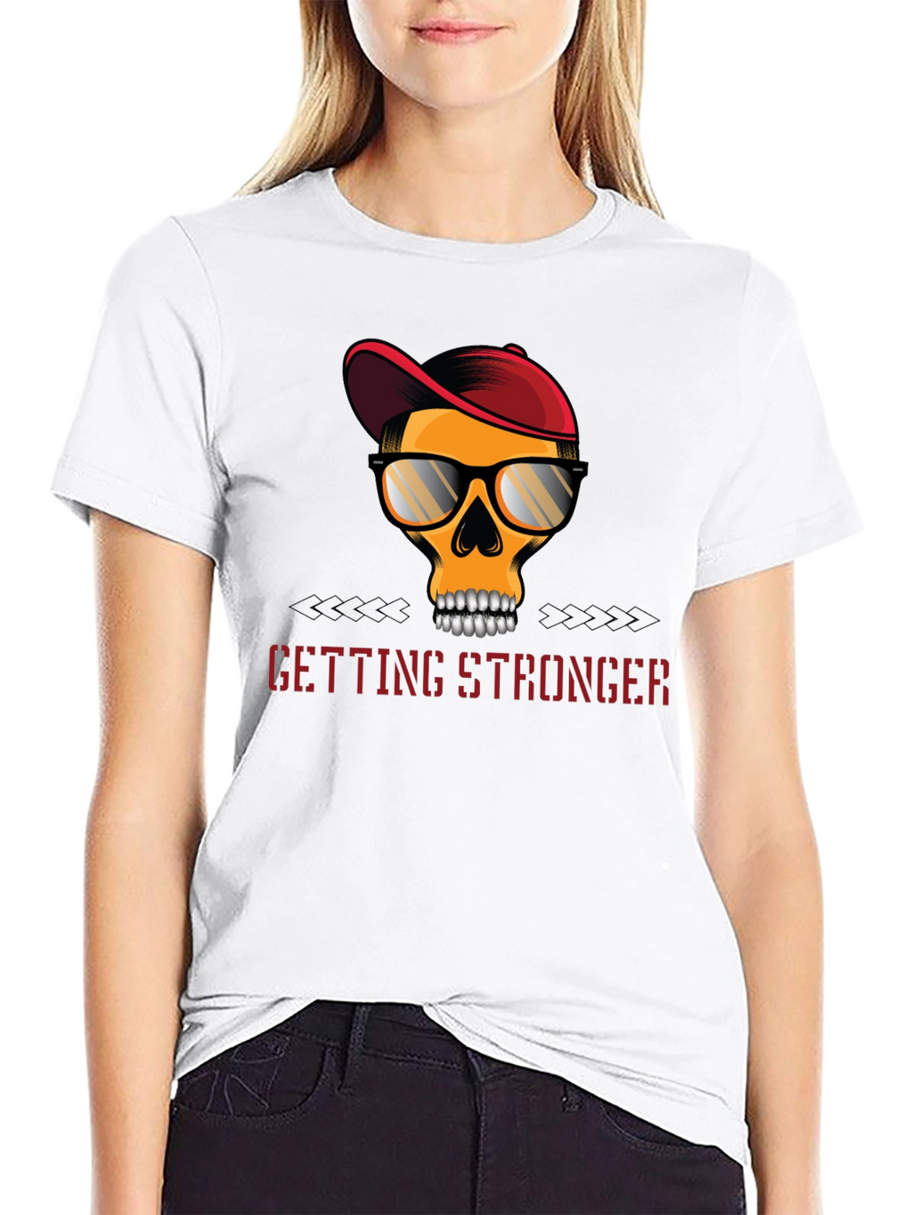 Edgy Skull Graphic T-Shirt - Getting Stronger