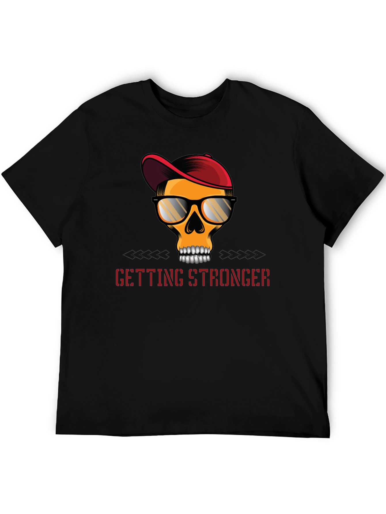 Edgy Skull Graphic T-Shirt - Getting Stronger