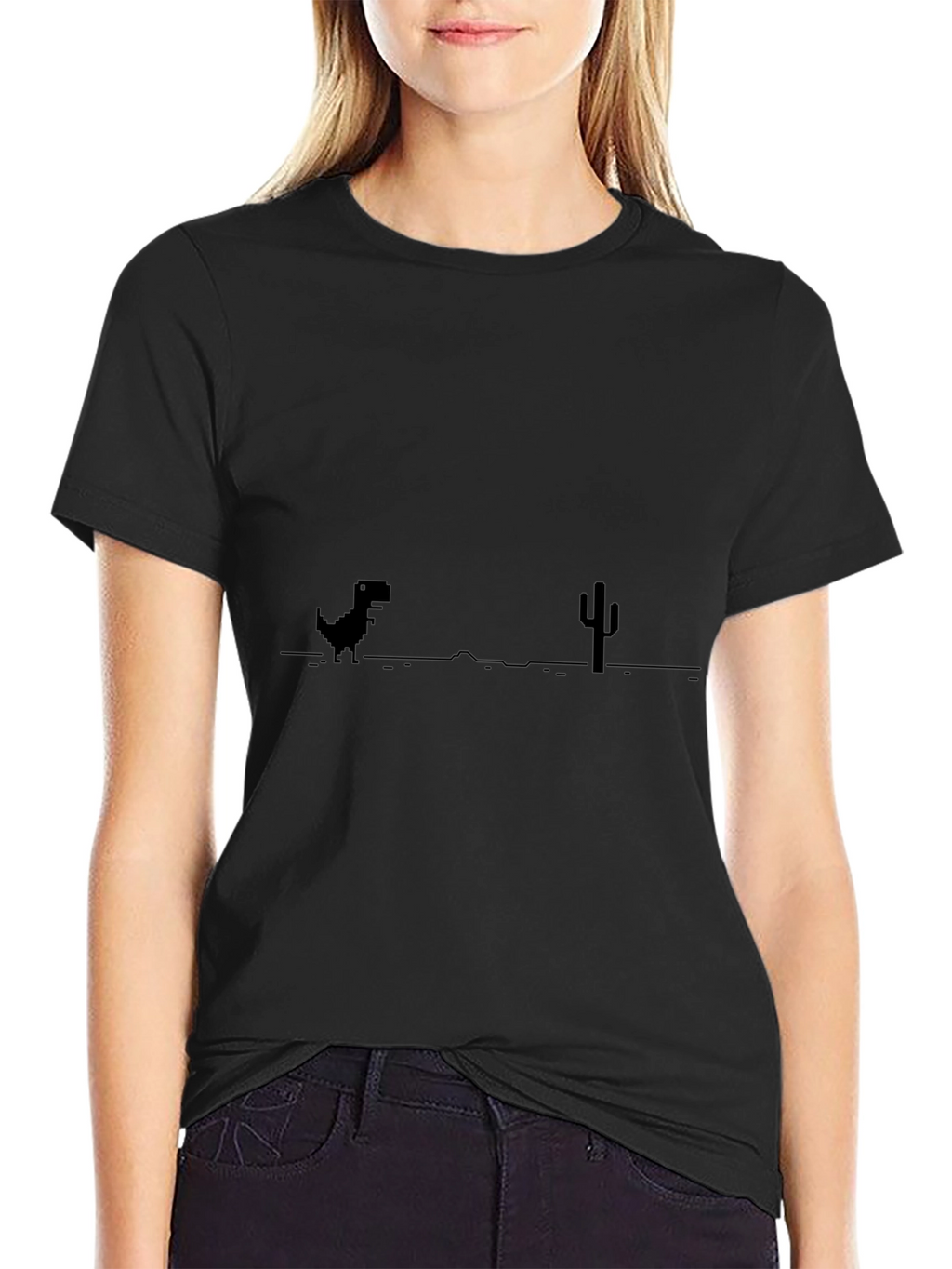 Retro Dino Game Black T-Shirt