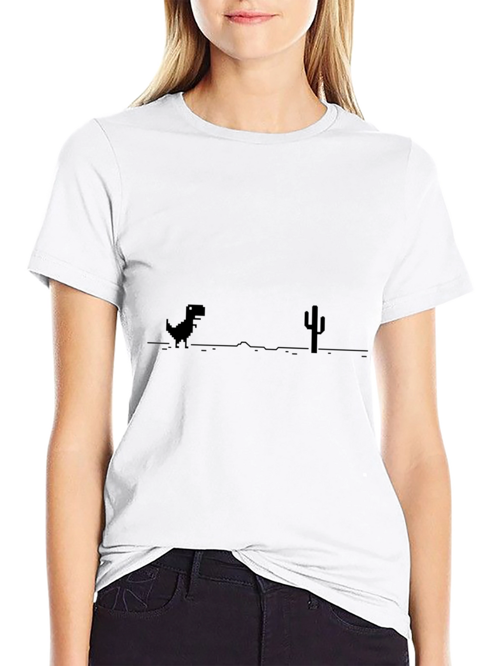 Retro Dino Game Black T-Shirt