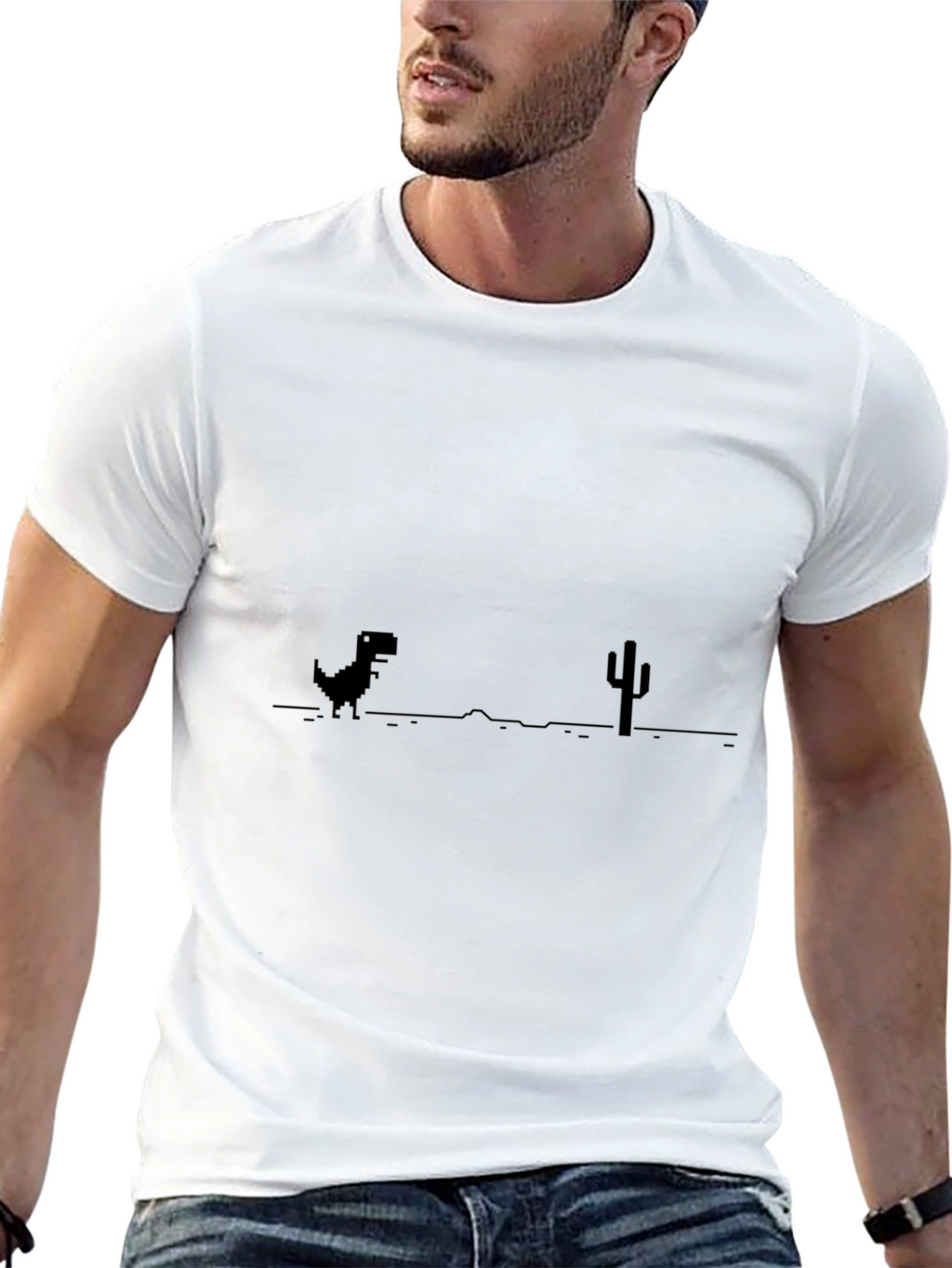 Retro Dino Game Black T-Shirt