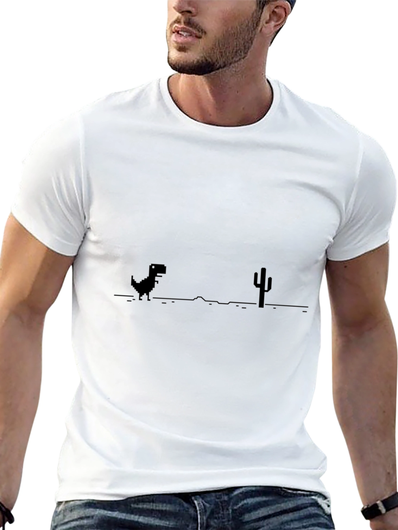 Retro Dino Game Black T-Shirt
