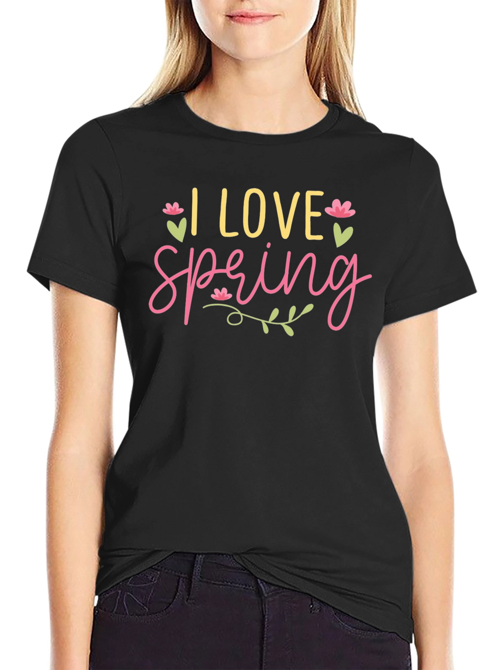 I Love Spring Graphic Tee - Black