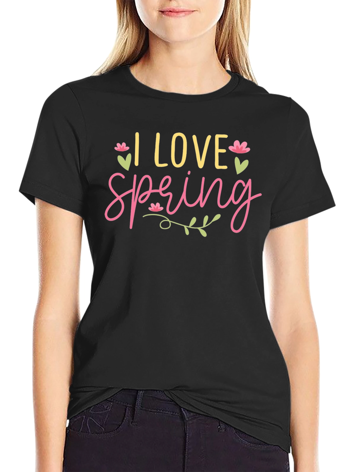 I Love Spring Graphic Tee - Black