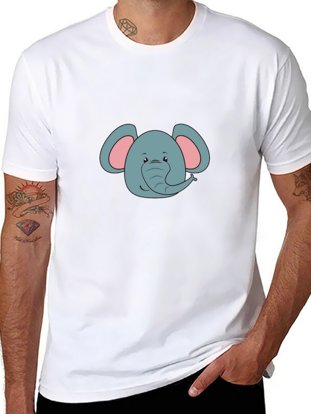 Elephant Graphic Print Black T-Shirt