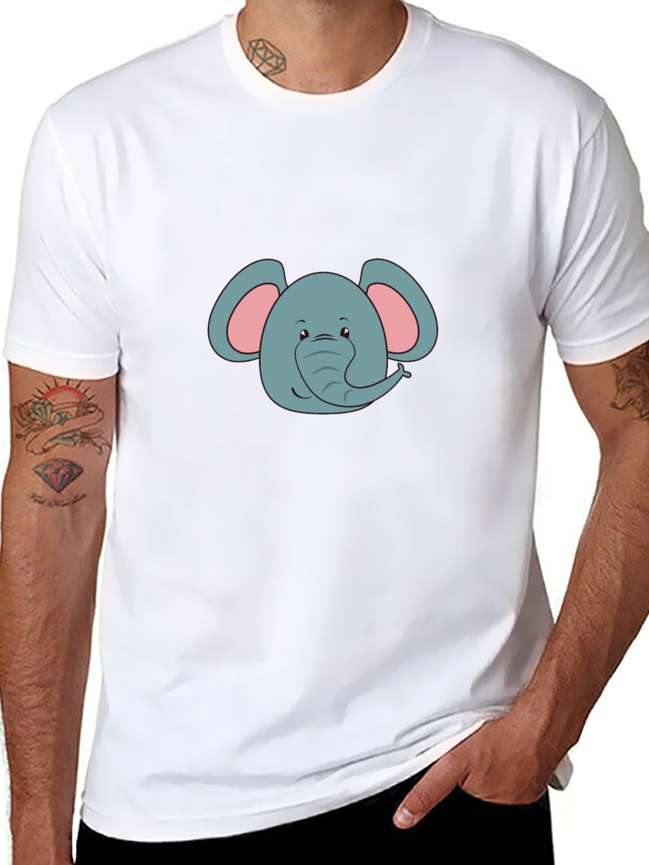 Elephant Graphic Print Black T-Shirt