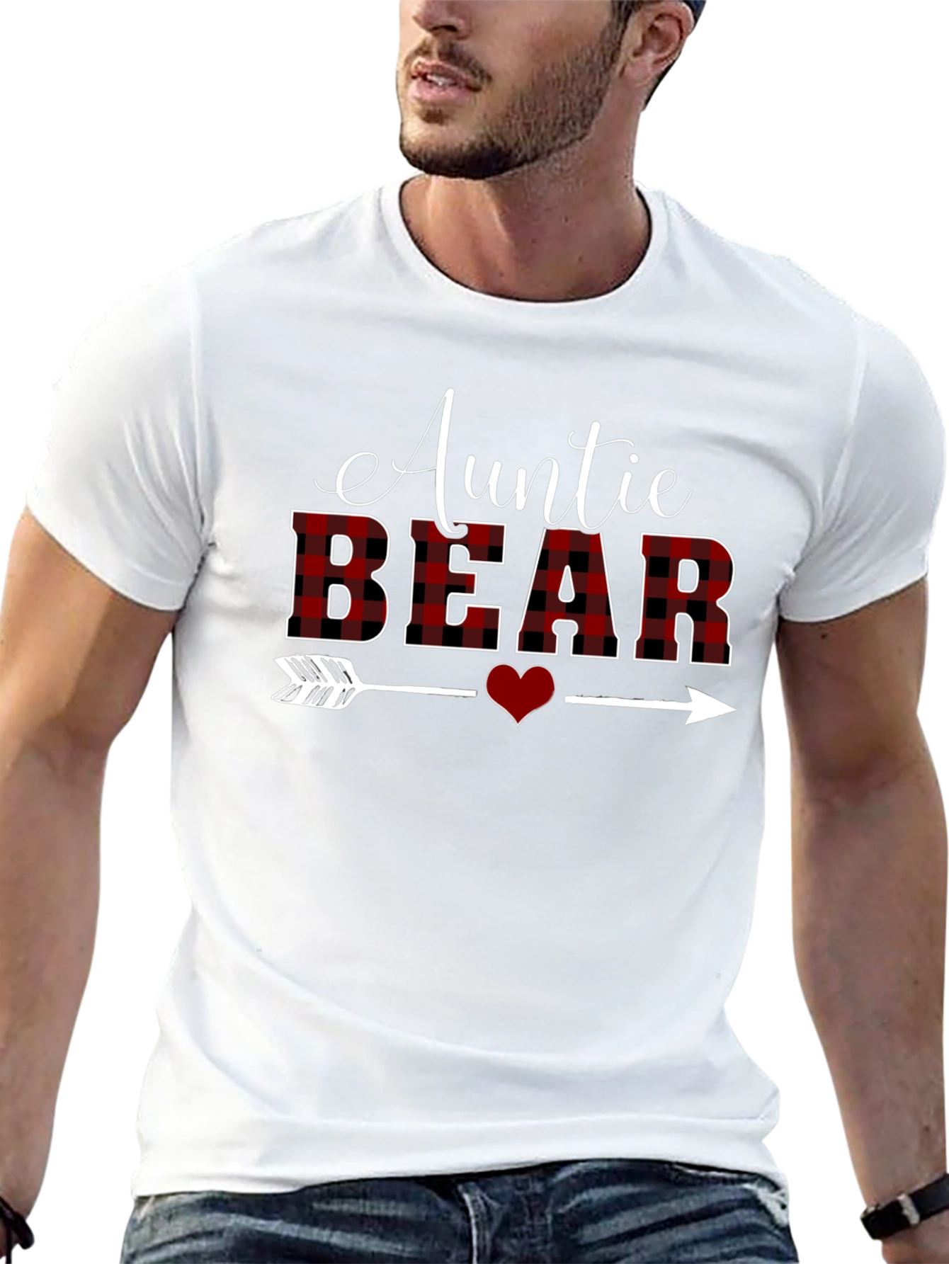 Auntie Bear Plaid T-Shirt - Cute Aunt Gift