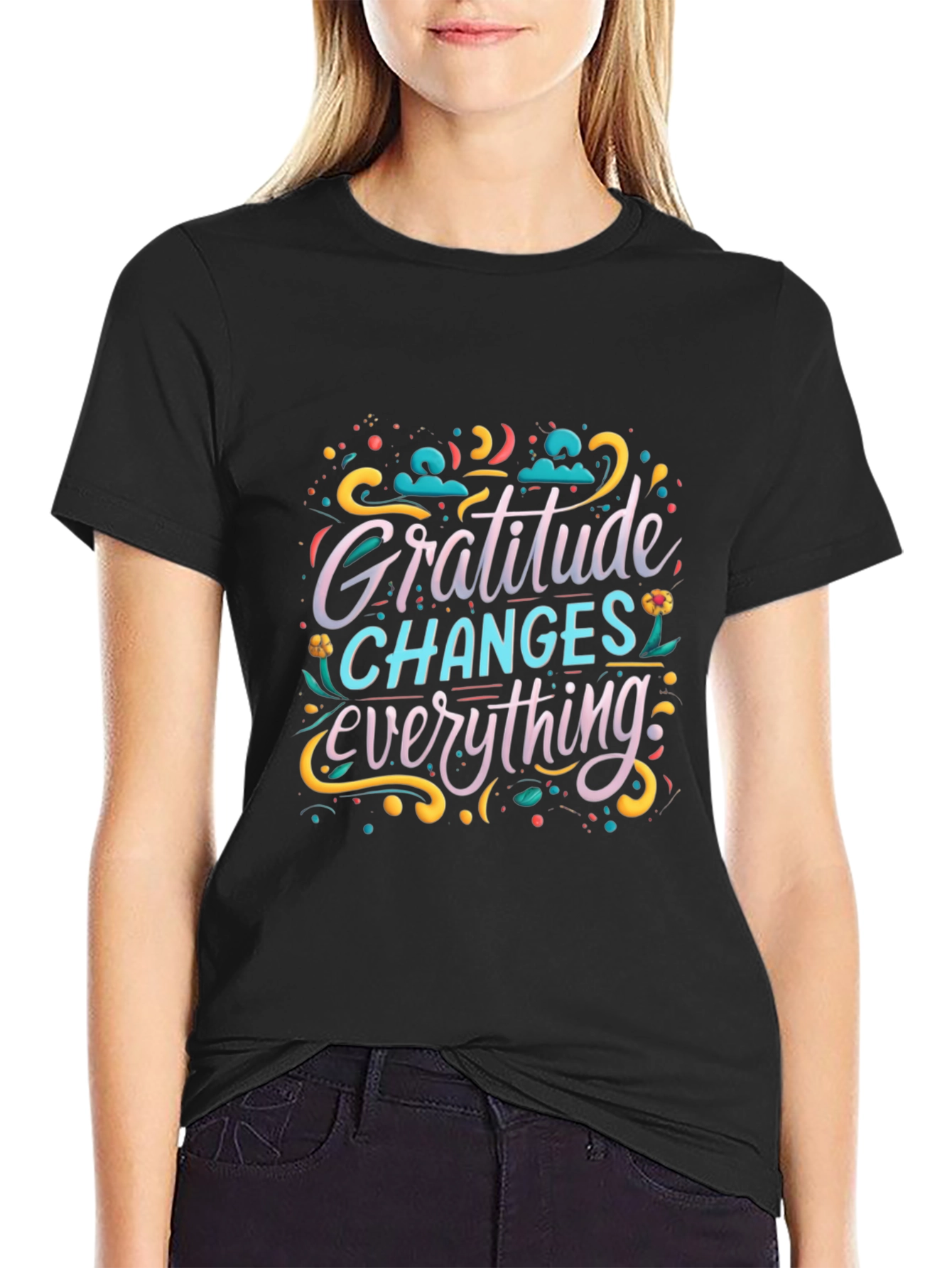 Gratitude Changes Everything Graphic Tee - Black