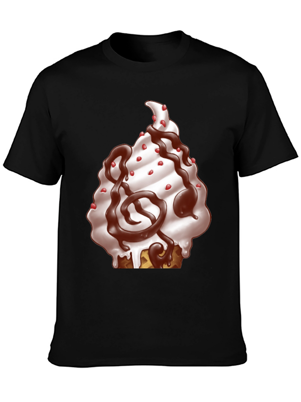 Ice Cream Cone Graphic T-Shirt - Black Cotton Tee