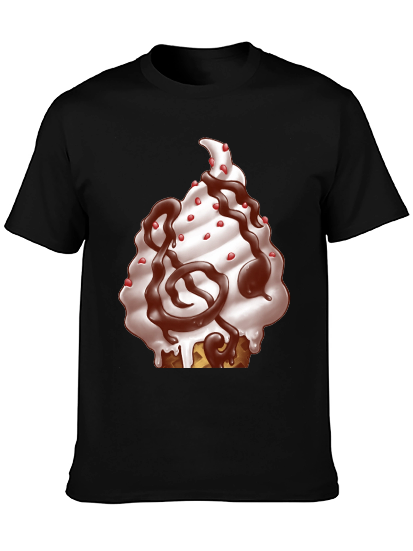 Ice Cream Cone Graphic T-Shirt - Black Cotton Tee