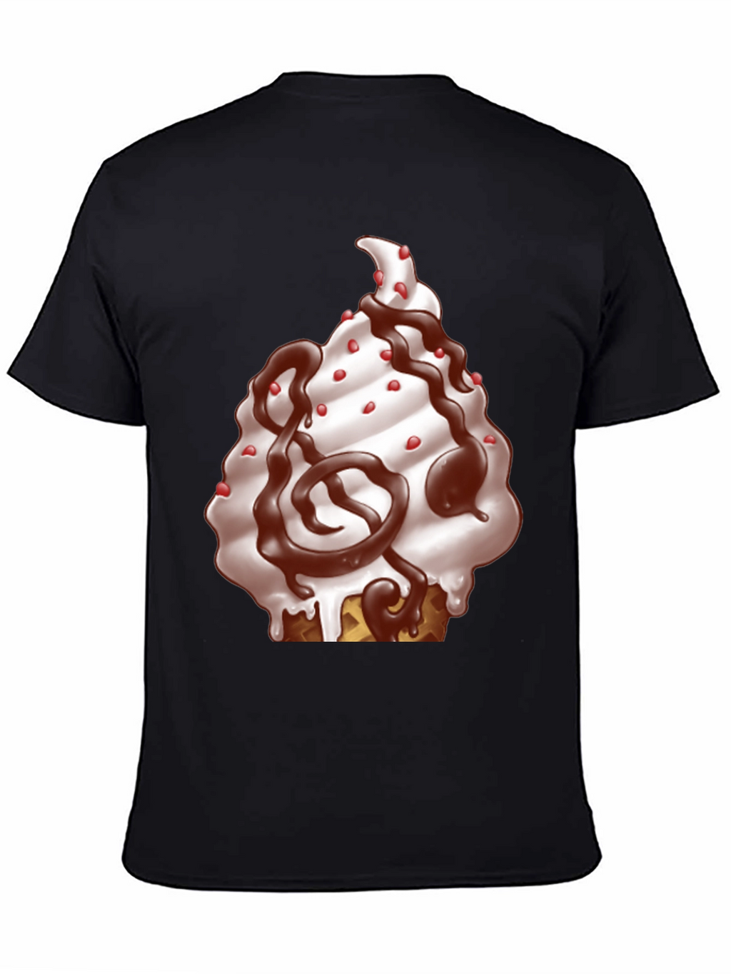 Ice Cream Cone Graphic T-Shirt - Black Cotton Tee