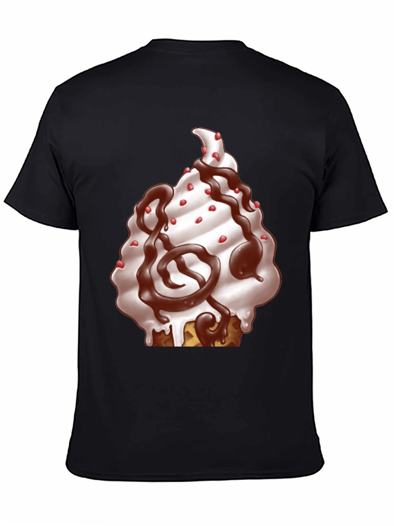 Ice Cream Cone Graphic T-Shirt - Black Cotton Tee