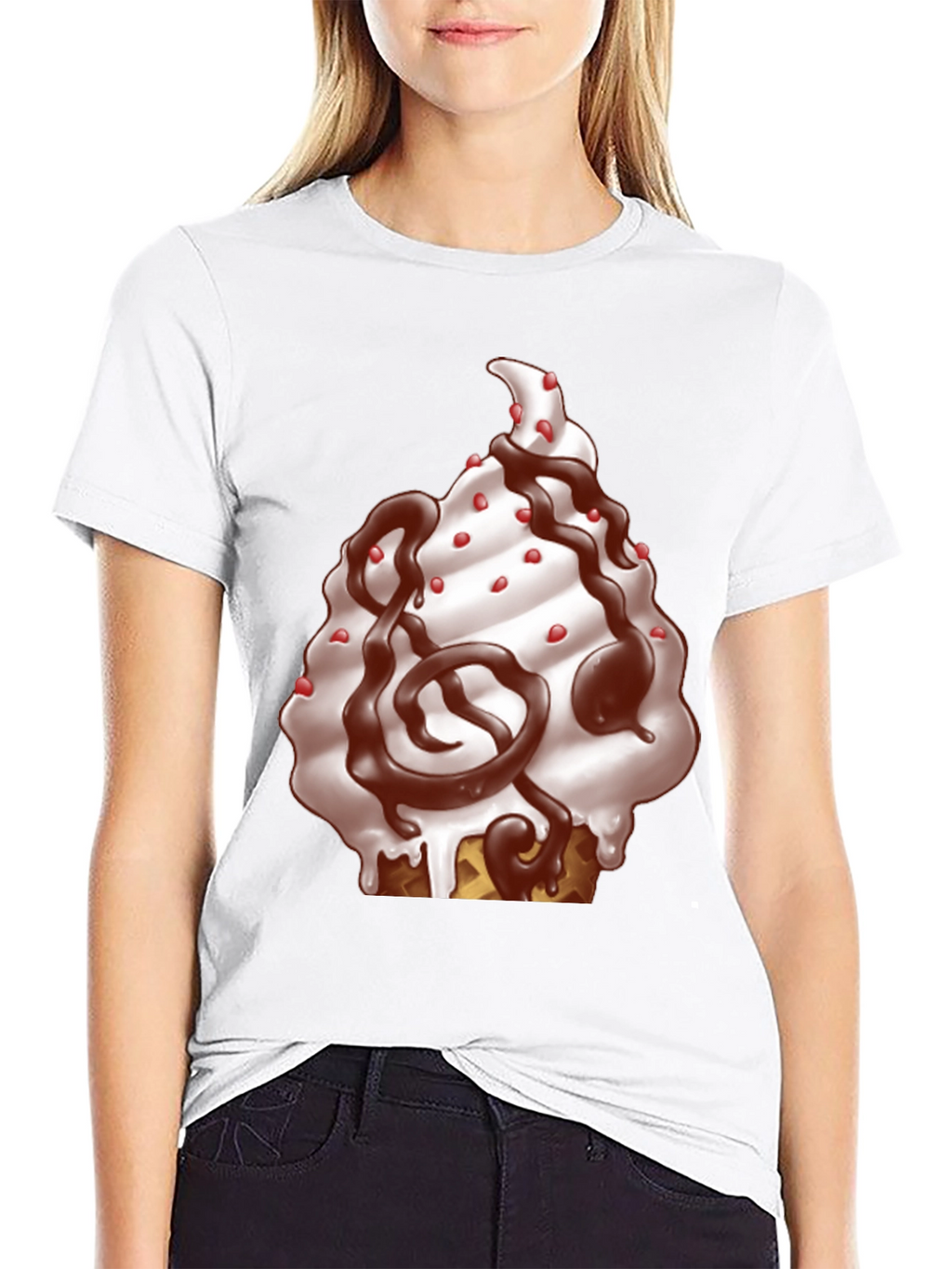 Ice Cream Cone Graphic T-Shirt - Black Cotton Tee